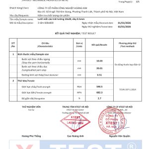 Lưới trát tường 10x20 của Lưới thép Hoàng Kim có đầy đủ chứng chỉ